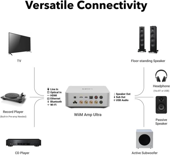 מגבר סטריאו חכם WiiM Amp Ultra - צבע כסוף – תמונה 4