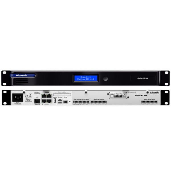 פרוססור מטריצה עם 4 כניסות ו-4 יציאות אנלוגיות מסדרת RADIUS NX מבית Symetrix
