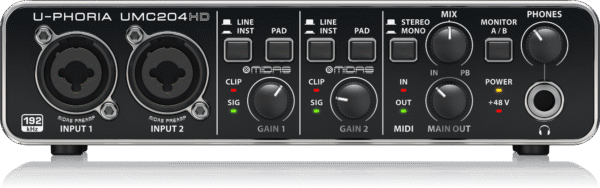 כרטיס קול 2 כניסות ו- 2 יציאות + MIDI דגם UMC204HD