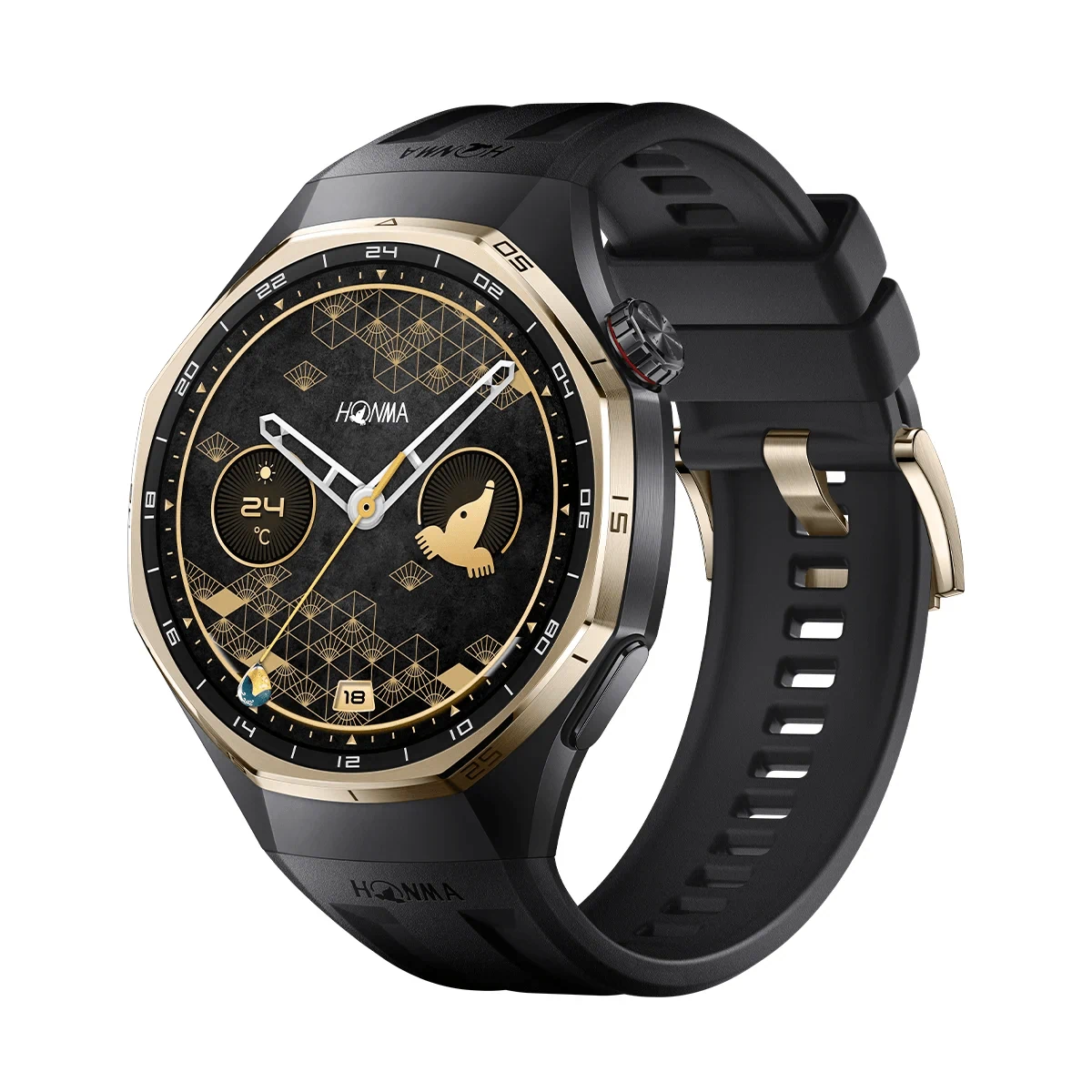 יבואן רשמי-שעון חכם Huawei Watch GT 6 Pro 46mm Black Fluoroelastomer Strap HONMA Golf Edition גלובלי