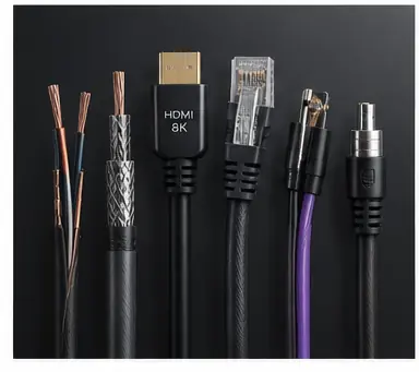 סוגי כבלים — HDMI, רשת, קואקס ואודיו